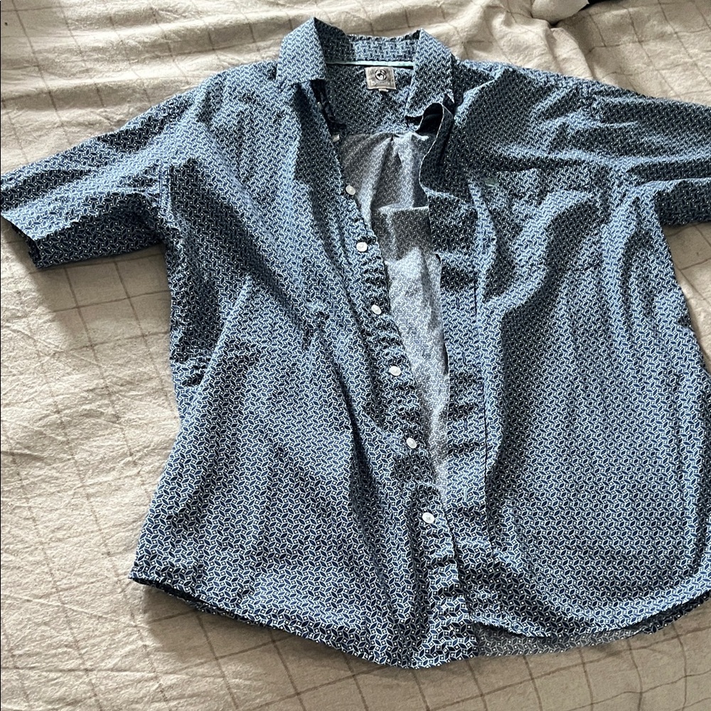 Cinch Men's Navy Geometric Button Down Shirt